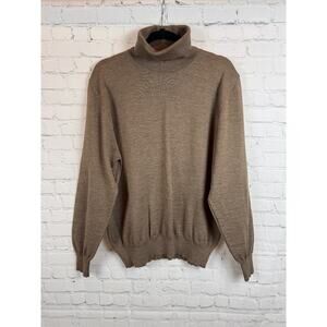 LORD & TAYLOR brown 100% merino wool turtleneck mens sweater L Italy NWOT